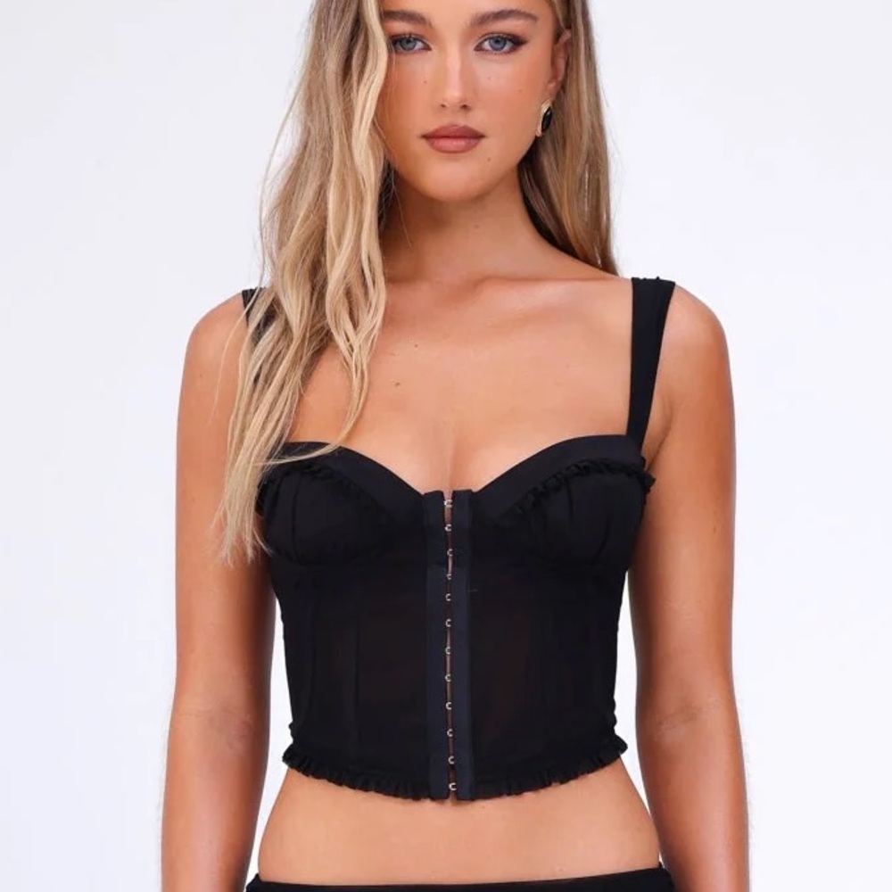 Tiger Mist Black Lace-Up Corset NWT
